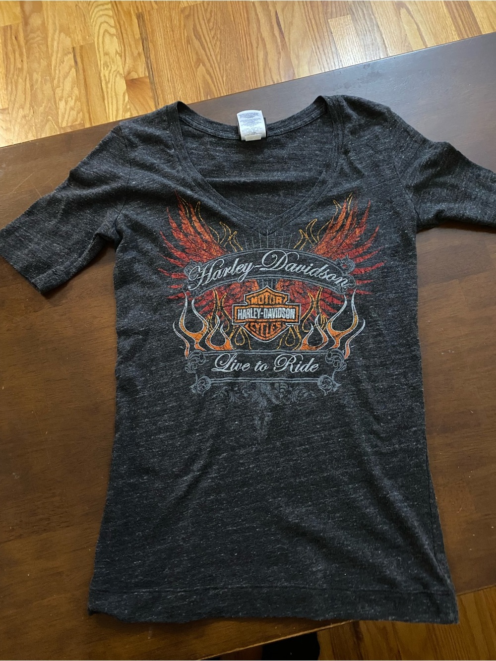 Harley-Davidson Black Short Sleeve Tee with Red and Orange Flame Graphic